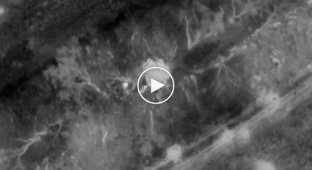A Ukrainian drone with a thermal imager drops grenades on Russian soldiers in the Lugansk region