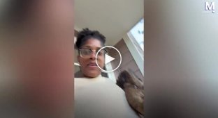 Uninvited dinner: birds brazenly joined a woman's meal