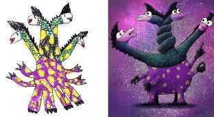 Ordinary children's drawings turned into adorable cartoon monsters (17 photos)