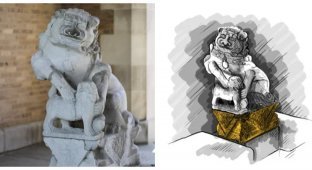 Chinese stone lions from Neff Hall - the path from a Confucian temple to a journalism school (9 photos)