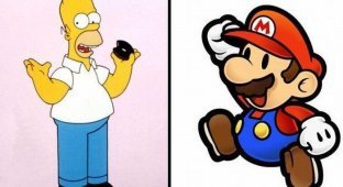  Как бы выглядел Гомер Симпсон и Марио, если бы были реальными людьми (2 фото)