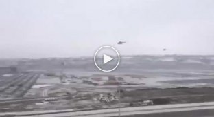 Чечня. Грозный. Боевые вертолеты МИ-8 ВС РФ летают над городом (4 декабря)