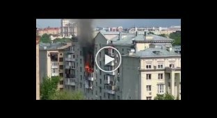 Пожар на Фрунзенской набережной в Москве