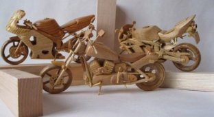 Деревянные мотоциклы (11 фотографий)