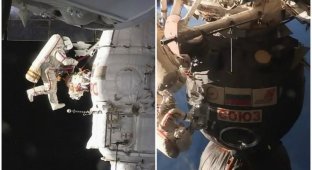 Российским космонавтам пришлось исследовать поврежденный "Союз МС-09" ножом (10 фото + 1 видео)