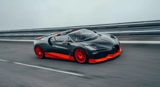 Bugatti set a world speed record for an open-top car (2 photos + video)