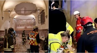 In Italy, the attic of an ancient monastery could not withstand the intensity of the wedding (3 photos + 2 videos)