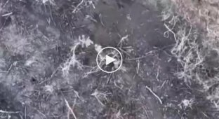 A Ukrainian drone drops FOGs on a group of Russian military personnel in the Donetsk region