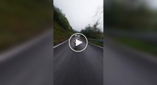 Downhill on a skateboard