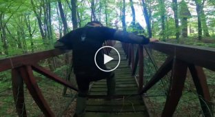 Polish Indiana Jones and the Lonely Bridge in the Forest