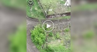 An unsuccessful attempt by a Russian military to shoot down a Ukrainian FPV drone in the village of Solovyevo, Donetsk region