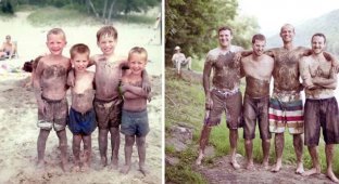 18 случаев,  когда люди повторили свои снимки из прошлого с теми  же людьми, в той же обстановке (19 фото)