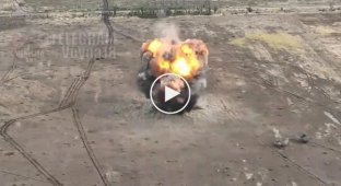 Detonation of enemy tank ammunition near Marinka