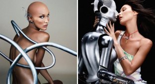 Bella Hadid starred in an alien campaign for a fashion brand (10 photos)