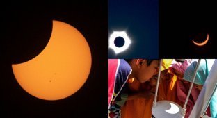 Когда луна закрыла солнце: кадры редкого гибридного затмения появились в сети (6 фото)
