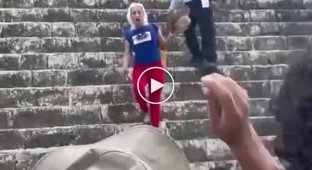 In Mexico, locals beat a tourist who danced on the sacred pyramid