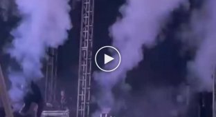 The rapper's shorts caught fire during his performance