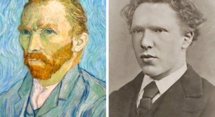 Comparison of the appearance of famous artists with their self-portraits (16 photos)