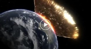 Удар астероида по Земле шириной 500 км