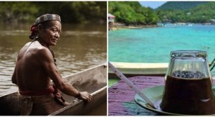 Как индонезийцы умудряются пить кофе из перевёрнутого стакана (3 фото)