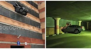 Водитель от бога: девушка припарковалась в стене здания в Долгопрудном (3 фото)