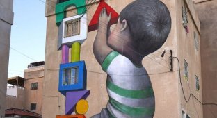 Traveler artist from Paris and his kind graffiti in different cities of the world (18 photos)