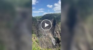 Australian Barron Falls before and after a powerful cyclone