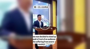 A Chinese man with mental difficulties overcame his fear and spoke at an innovation forum