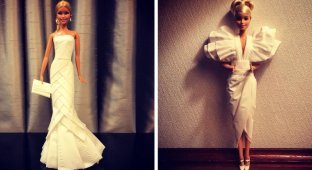 Заядлый коллекционер кукол Барби создаёт для них потрясающие платья из бумажных салфеток (21 фото)