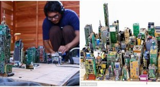 Студент смастерил макет Манхэттена из частей старых электронных приборов (7 фото)