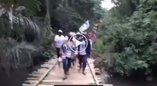 Деревянный мост рухнул во время торжественного открытия в Конго