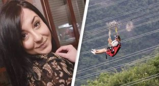 Woman fell from zipline in Italy (6 photos + 1 video)