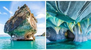 Мраморные соборы Чили, вырезанные озером в патагонских скалах (30 фото + 1 видео)