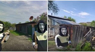 Российский школьник в маске Гая Фокса стал звездой Google Maps (3 фото + 1 видео)