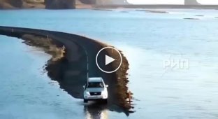 Flooded road in Iceland