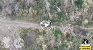 Украинский FPV-дрон уничтожает российский бронеавтомобиль «Рысь» в Луганской области