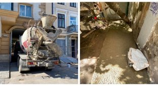 Разборки по-одесски: жители залили бетоном подвал депутата (6 фото)