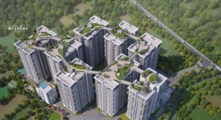 Парк, розташований на дахах багатоповерхових будинків житлового комплексу (1 фото + 2 відео)