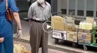 69-летний японец Хисао Митани выгуливает необычного питомца