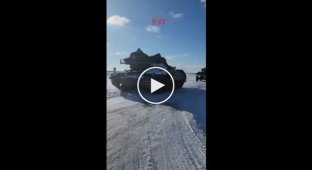 Бойцы 59-й ОМБр на американских Humvee сопровождают немецкий танк Leopard1A5BE