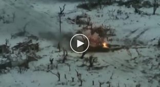 The crew of an M2A2 Bradley infantry fighting vehicle destroys the latest Russian T-90M Proryv tank near Stepnoye in the Donetsk region