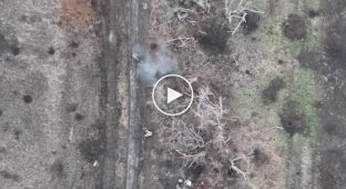 Авдеевское направление, украинский дрон сбрасывает ВОГи на российских военных