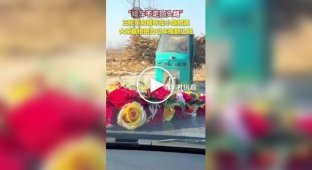 Мужчина уступил дорогу свадебному кортежу и был вознагражден