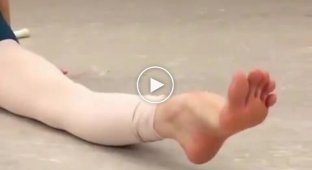 The flexibility of a professional ballerina's legs