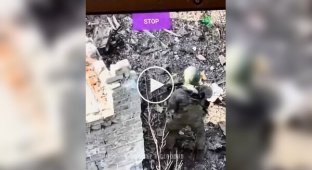 A kamikaze drone destroys an occupier whose machine gun is jammed