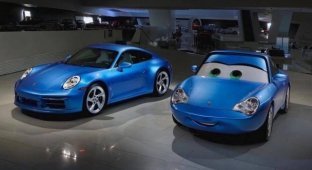 Porsche и Pixar создали автомобиль, стилизованный под Салли Карреру из мультфильма «Тачки» (2 фото + видео)