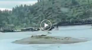 В США поезд с опасными веществами упал в реку