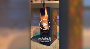 Miniature world on a bookshelf