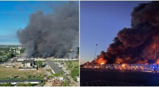 A large shopping complex burned down in Warsaw (3 photos + 2 videos)