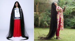 Indian woman sets a world record for hair length (3 photos + 1 video)